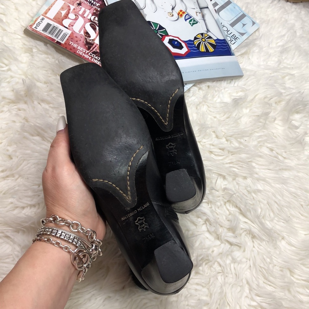 ANTONIO MELANI Black Nappa Leather Booties with zipper on Side - Picture 9 of 15